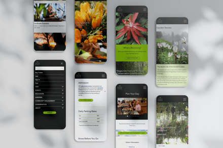 Chicago Botanic Garden site pages on phones